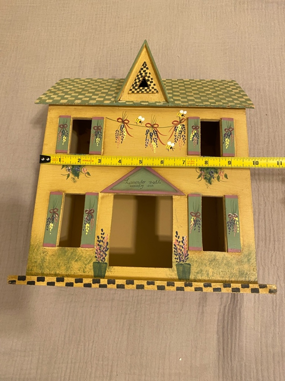 MILLS RIVER Industries 1998 Hand -Crafted Miniature Wood House - Yellow & Sage - Picture 10 of 10
